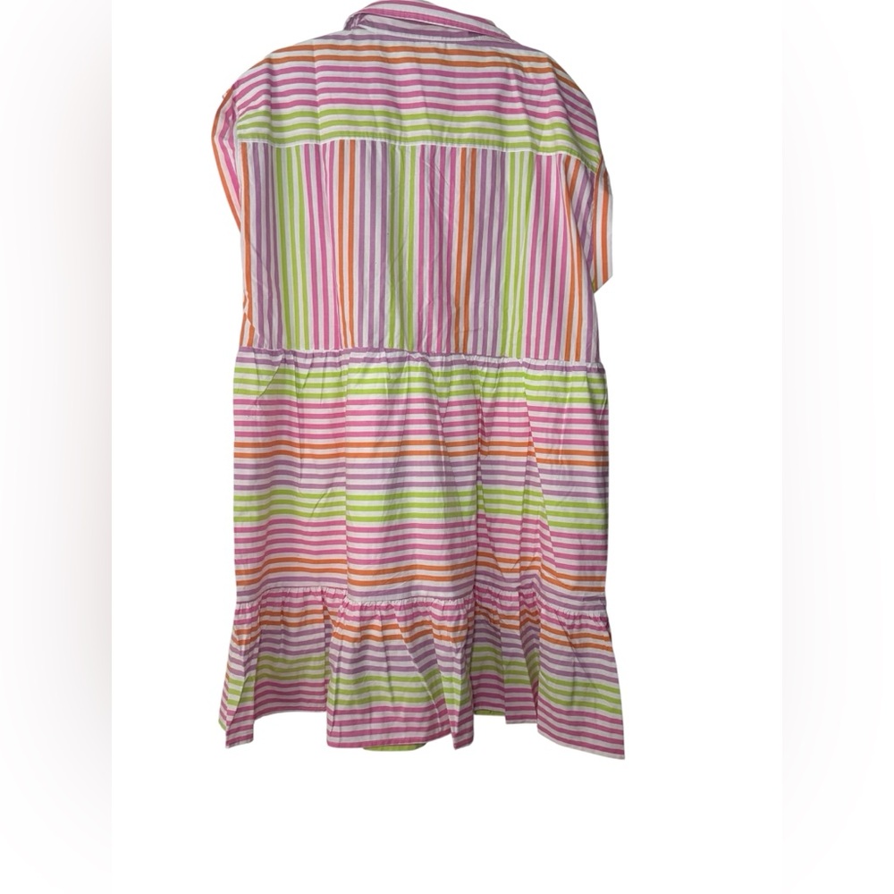 Like Love Cotton Neon Stripe Tiered Dress Size 1X - Picture 2 of 15